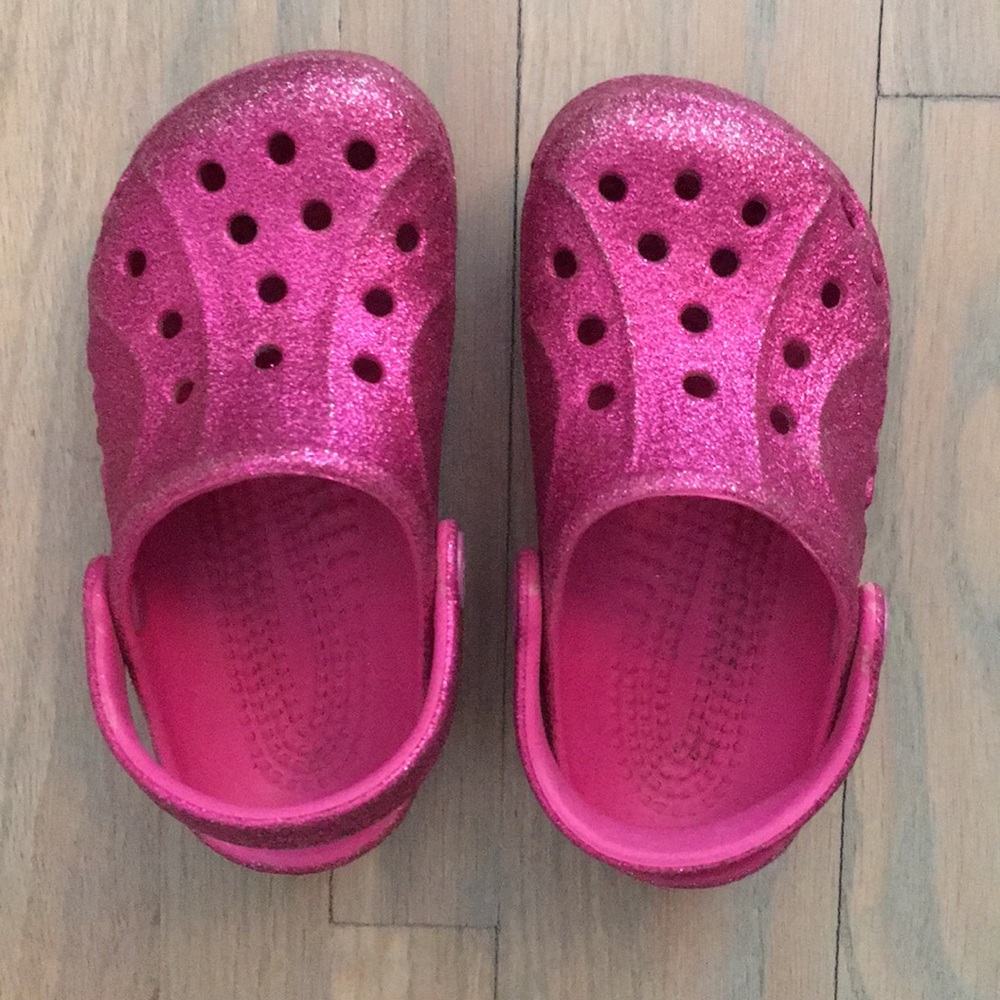 Pink glitter Crocs